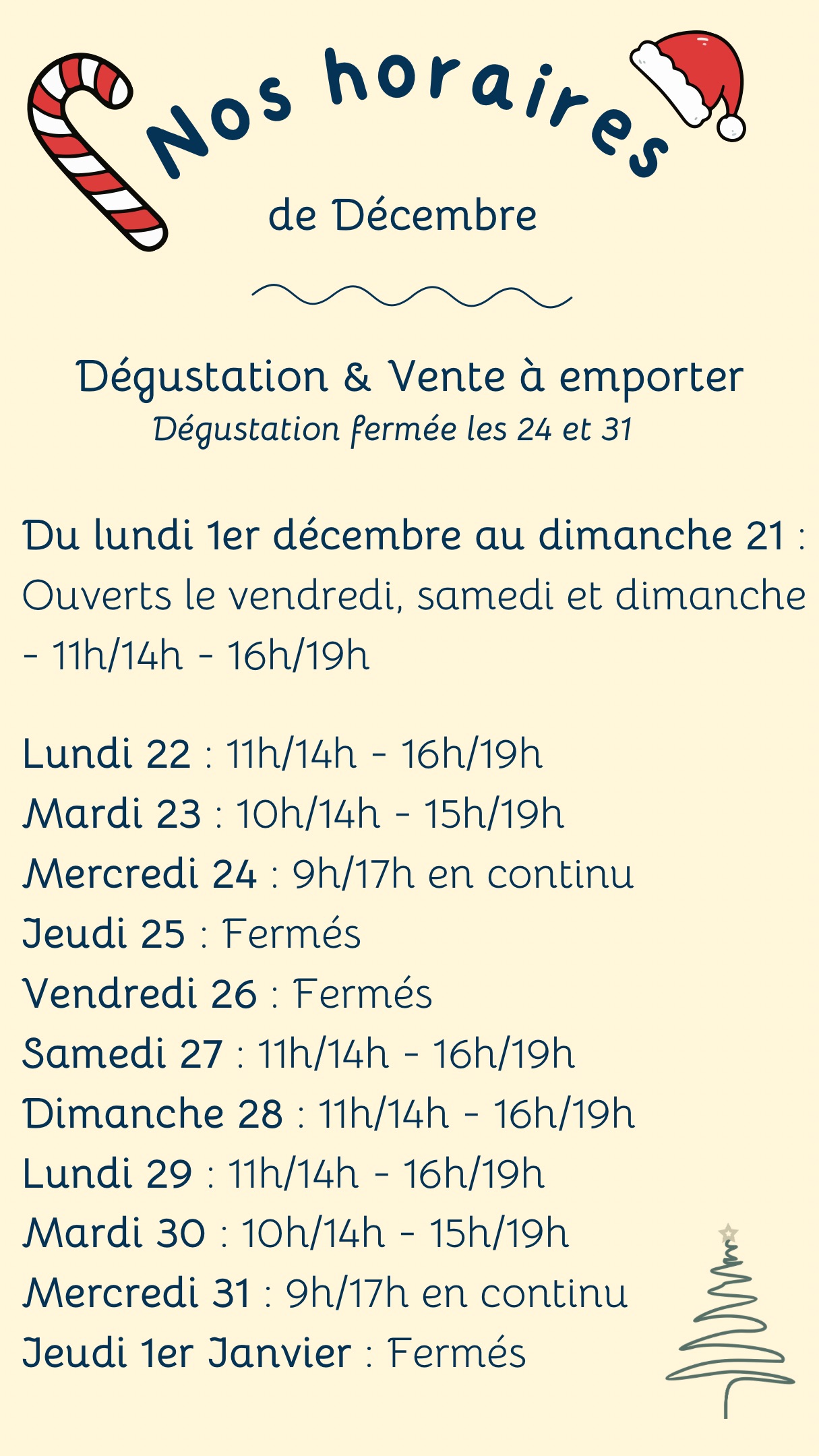 Horaires du mois de décembre parcs du passage à Saint Armel dans le golfe du morbihan